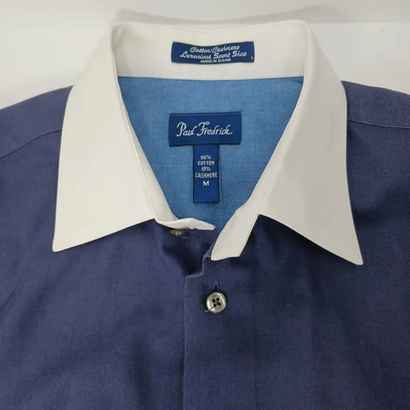 PAUL FREDRICK Cashmere & Cotton "Flannel" Button Down Shirt w/ Elbow Patches EUC - Picture 3 of 7